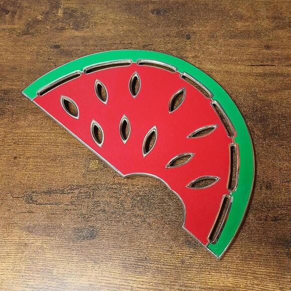 Wm Rogers Other - Watermelon Trivet WM Rogers Silver Plate Enamel Tarnish Resistant Japan 10.75"
